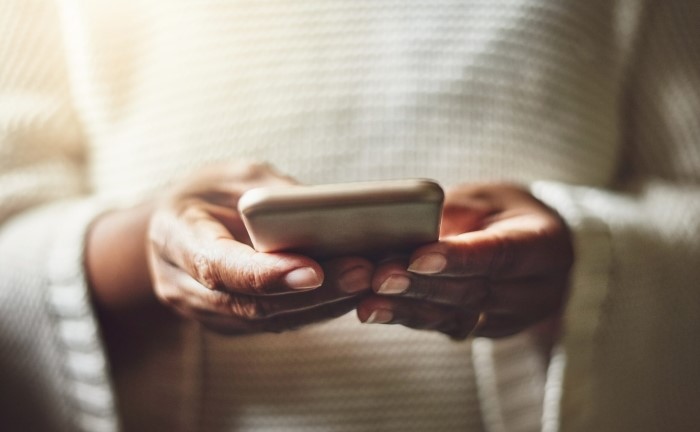 Woman holding phone